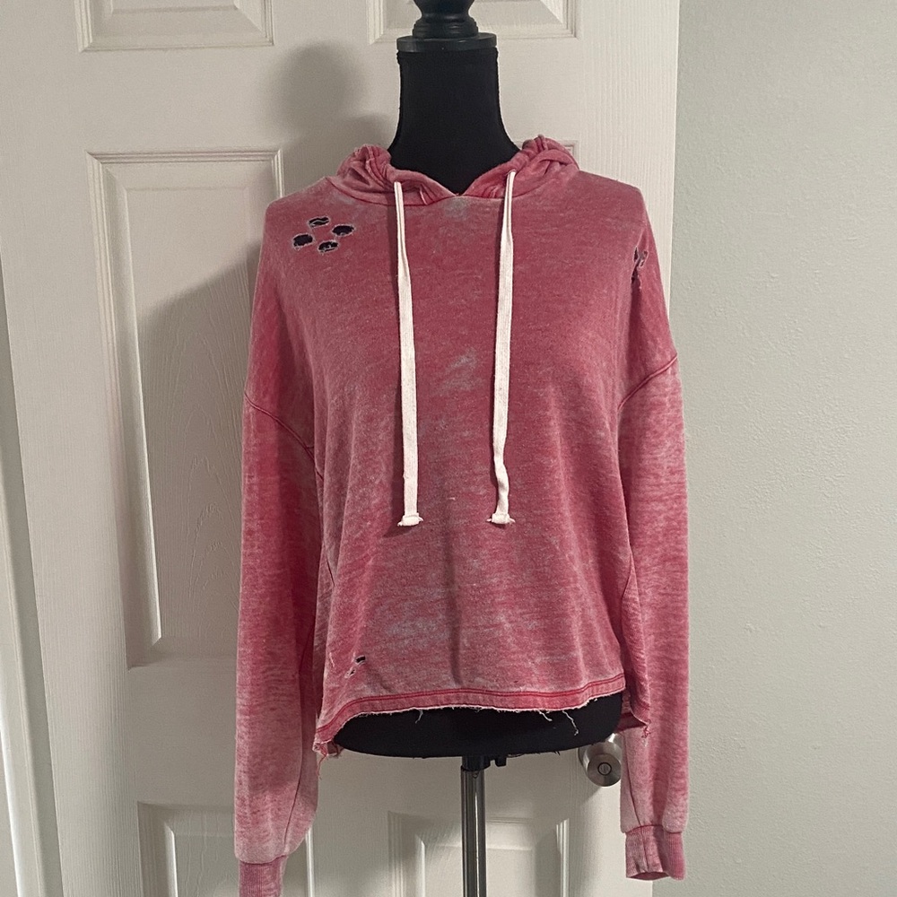 Colsie Vintage Pink Hoodie with Distressed Accents